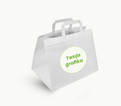 Torba papierowa cateringowa biała 32x22x25cm z uchem płaskim